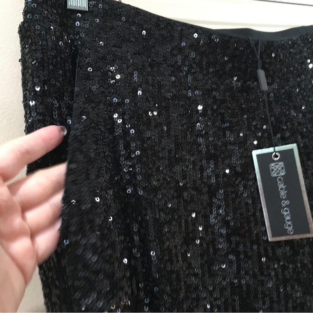 CABLE&GAUGE Jogger Pants Black Sequin Pull On Elastic Waist Womens Size m - Picture 2 of 6